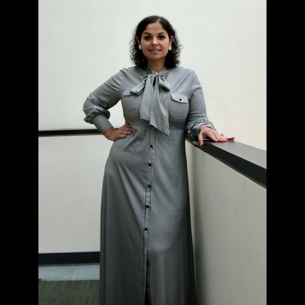 Custom-Made Neck Tie Maxi Dress - Fits size 10-12